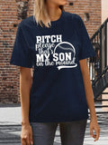 Baseball Mom Print Short Sleeve T-shirt Aosig