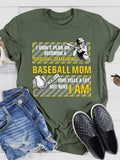 Baseball Mom Print Short Sleeve T-shirt Aosig