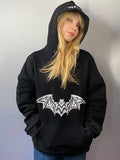 Bat Embroidered Oversized Hoodie Aosig