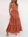 Big Wave Polka Dot Suspender Dress Aosig