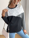 Black Leopard Print Sweatshirt Aosig