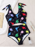 Cartoon Print One-piece Swimsuit Aosig