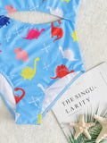 Cartoon Print One-piece Swimsuit Aosig