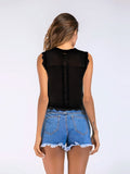 Casual Cutout Black Camisole Cropped Tank Top Aosig