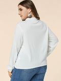 Casual Long-Sleeved V-neck Loose-Fitting Shirt Aosig