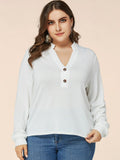 Casual Long-Sleeved V-neck Loose-Fitting Shirt Aosig