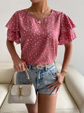 Casual Loose Print Polka Dot Pullover T-Shirt Aosig