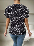 Casual Loose Print Polka Dot Pullover T-Shirt Aosig