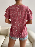 Casual Loose Print Polka Dot Pullover T-Shirt Aosig