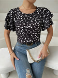 Casual Loose Print Polka Dot Pullover T-Shirt Aosig