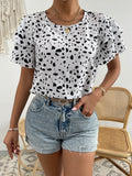 Casual Loose Print Polka Dot Pullover T-Shirt Aosig