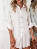 Casual Loose Single Breasted Shirt Dress Aosig