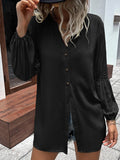 Casual Loose Single Breasted Shirt Dress Aosig