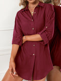 Casual Loose Single Breasted Shirt Dress Aosig