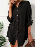 Casual Loose Single Breasted Shirt Dress Aosig