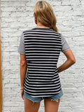 Casual Loose Striped T-shirt Aosig