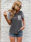 Casual Loose Striped T-shirt Aosig