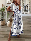 Casual Printed Short Sleeve Dress Aosig