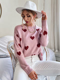 College Style Sweet Heart Sweater Aosig