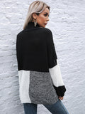 Color Blocking Turtleneck Knit Sweater Aosig
