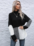 Color Blocking Turtleneck Knit Sweater Aosig