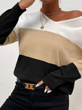 Color Blocking V-neck Sweater Aosig