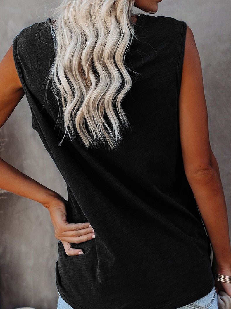 Color Casual Top Women Loose Pullover Bottoming Vest Aosig