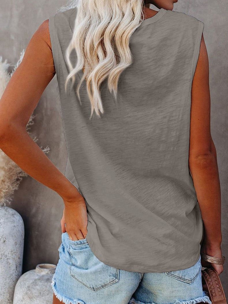 Color Casual Top Women Loose Pullover Bottoming Vest Aosig