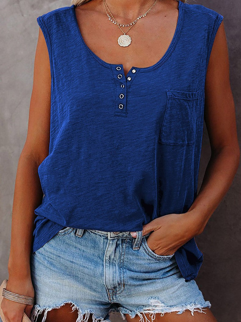 Color Casual Top Women Loose Pullover Bottoming Vest Aosig