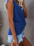 Color Casual Top Women Loose Pullover Bottoming Vest Aosig