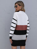 Color blocking Long Knit Dress Aosig