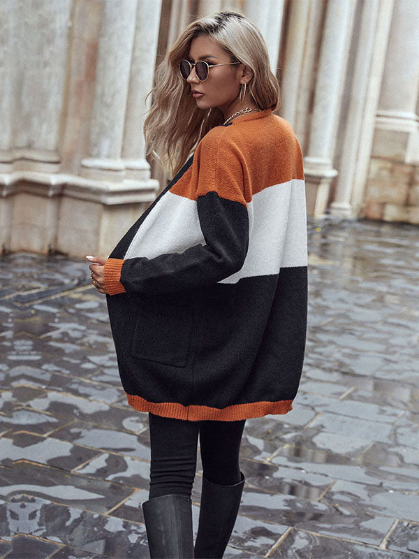Color-coded Knit Sweater Aosig
