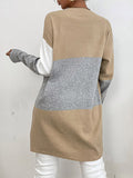 Color-coded Knitted Cardigan Sweater Aosig