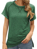 Colorblock Crossover Loose Top Short Sleeve Casual T-Shirt Aosig
