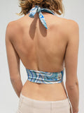 Colorblock Halter Strap Slim Fit Tube Top Aosig