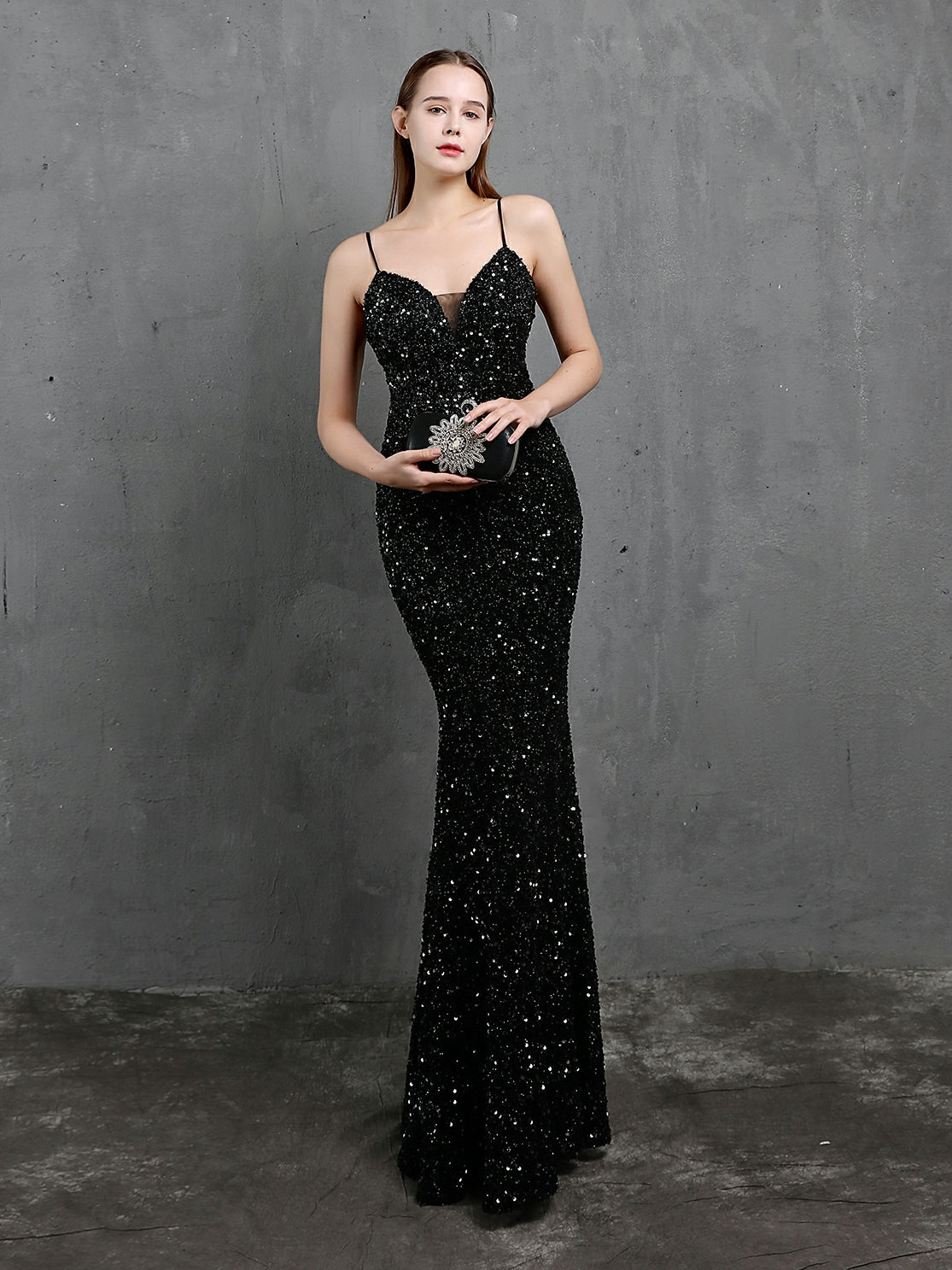 Colorful Sequin party evening dress Aosig