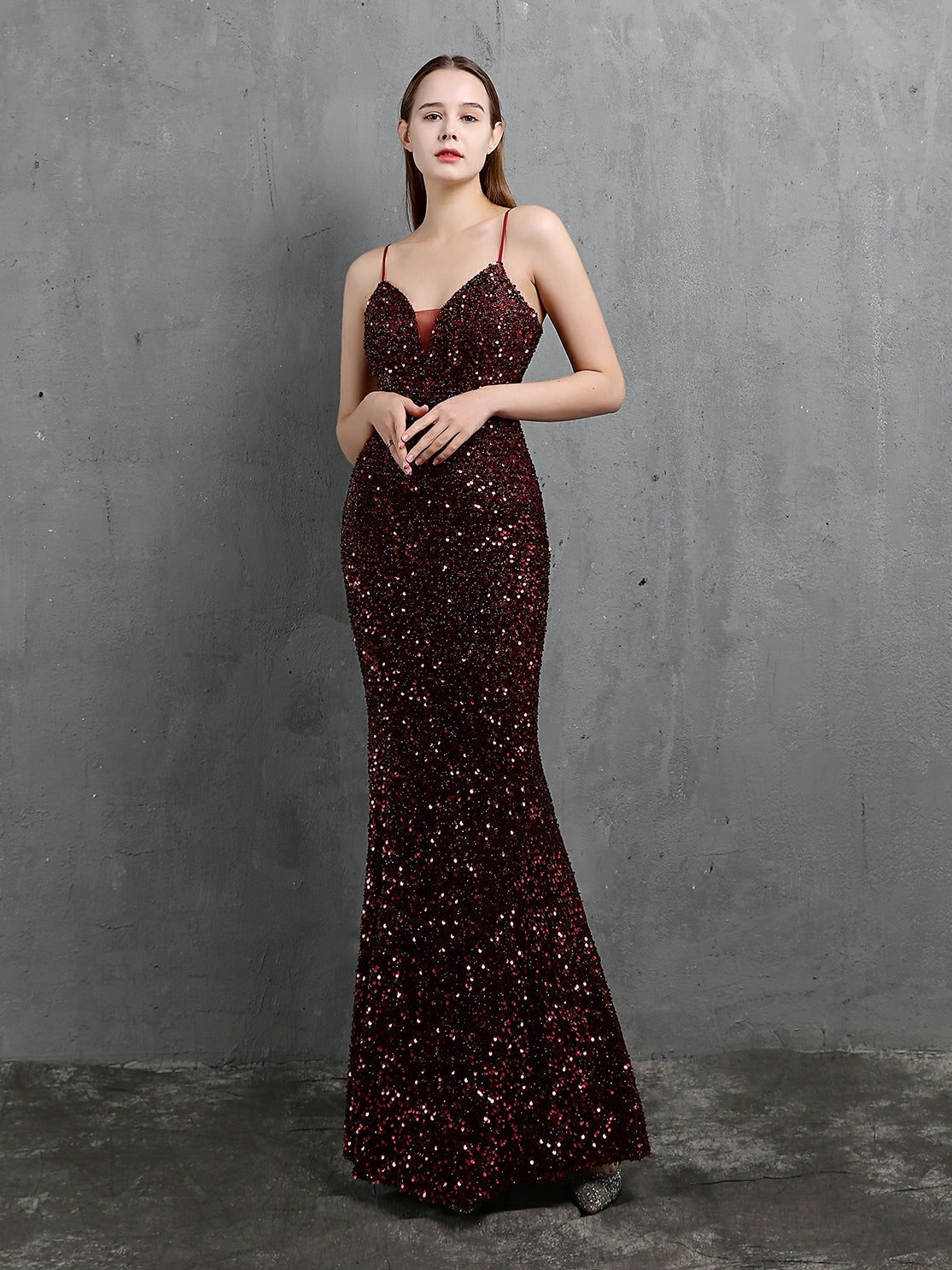Colorful Sequin party evening dress Aosig