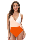 Coloured Bow One-piece Swimsuit Aosig