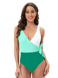 Coloured Bow One-piece Swimsuit Aosig