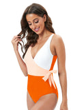 Coloured Bow One-piece Swimsuit Aosig