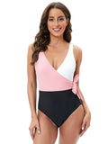 Coloured Bow One-piece Swimsuit Aosig