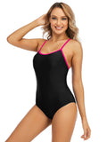 Coloured Cross Strap One-piece Swimsuit Aosig