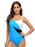 Coloured Cross Strap One-piece Swimsuit Aosig