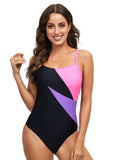 Coloured Cross Strap One-piece Swimsuit Aosig