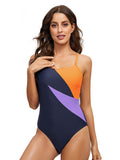 Coloured Cross Strap One-piece Swimsuit Aosig