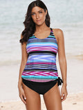 Coloured Striped Swim Top Aosig