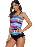 Coloured Striped Swim Top Aosig