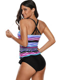 Coloured Striped Swim Top Aosig