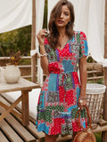 Contrasting color dress Aosig