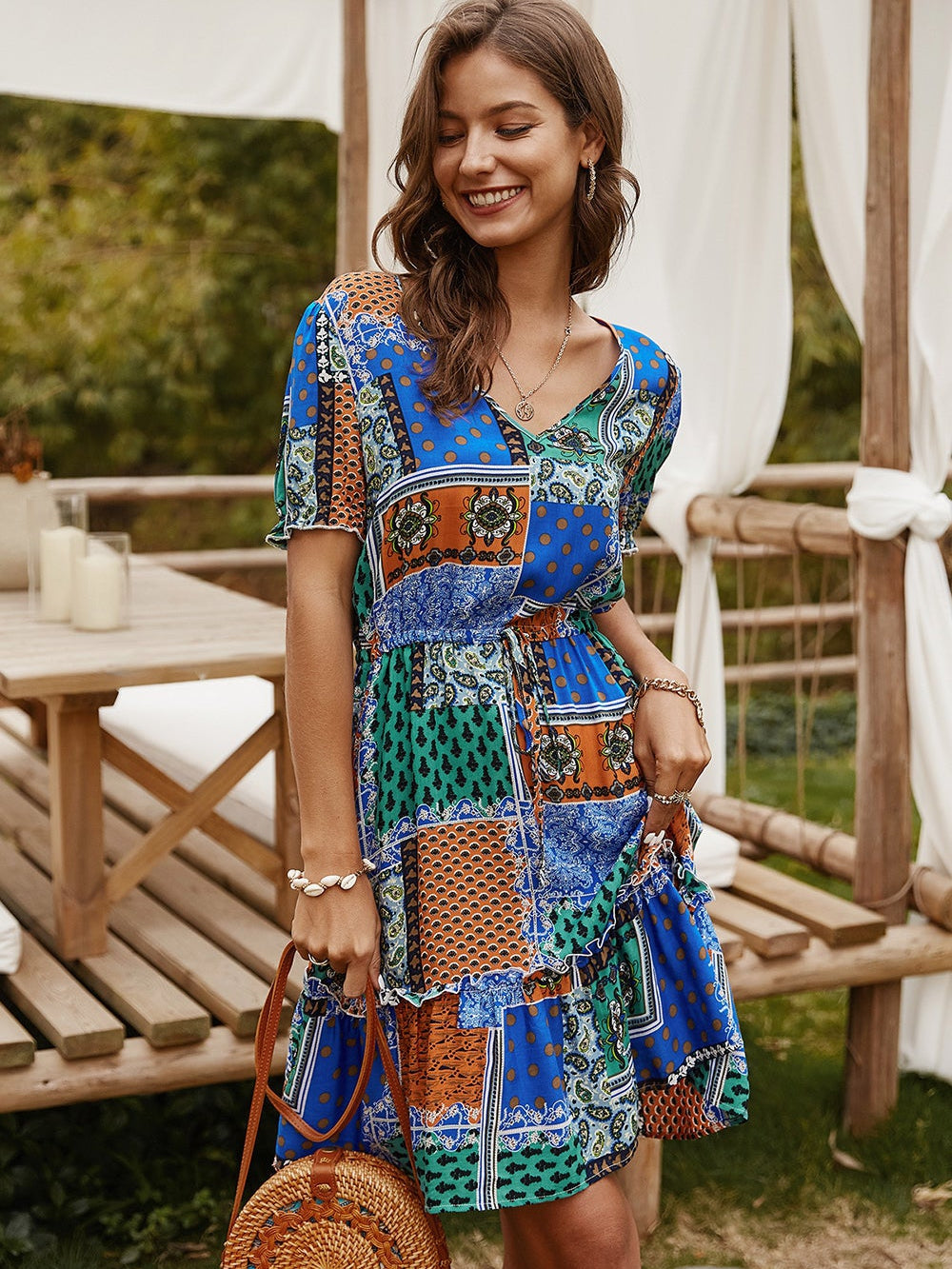 Contrasting color dress Aosig